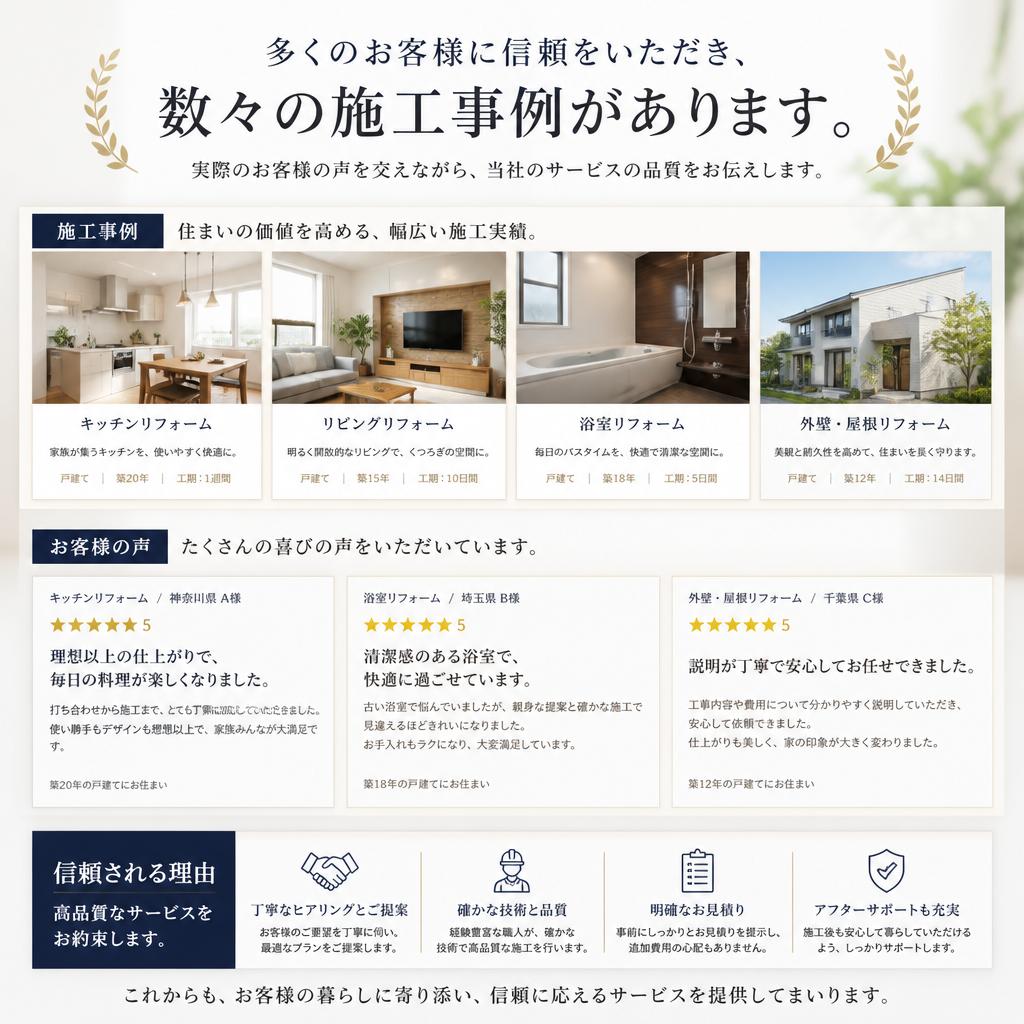 お客様の声と施工事例